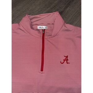 Peter Millar Alabama Crimson Tide Mens XXL Red White  Quarter Zip Pullover